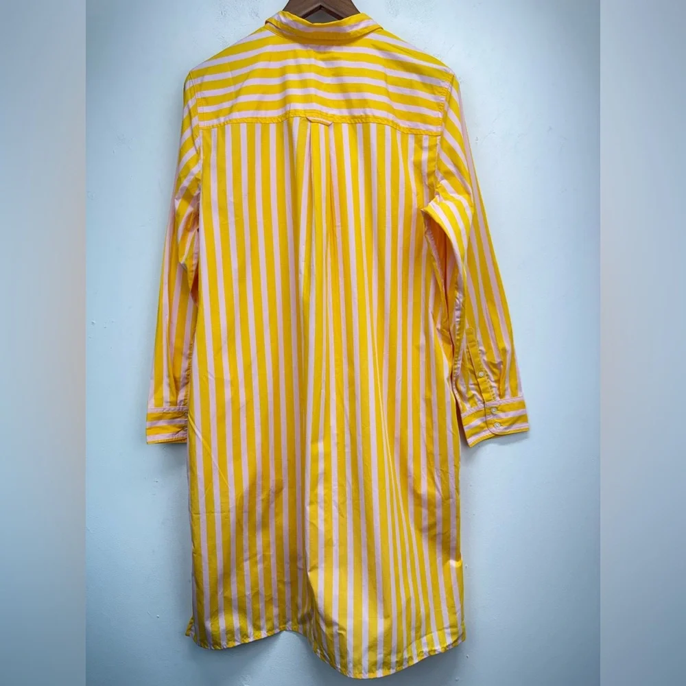 J. Crew size Medium Women’s Pink Yellow Striped Button Up Shirt Dress NWT